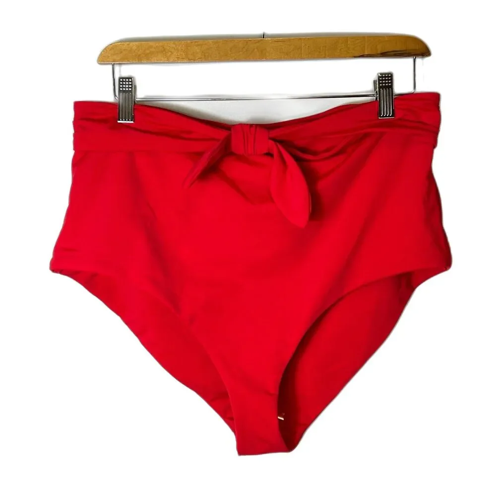 Mara Hoffman Women's NWOT Jay Red High Waist Tie-Front Swim Bottoms Size 2X